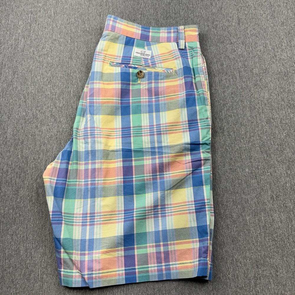 Vineyard Vines Yellowfin 9"‎ Club Shorts Pastel Plaid Mens 32 Preppy Resortcore